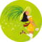 Illustration featuring a woman wearing roller skates and holding a teapot against a light green background. | © SONNENTOR